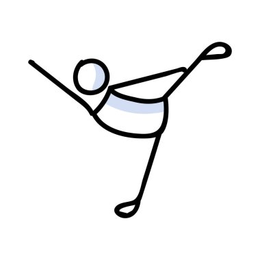 El yapımı stickman balerin konsepti. Basit ana hatlı balerin figürü doodle ikon clipart. Dans stüdyosu ya da tiyatro sanatçısı çizimi için.. 