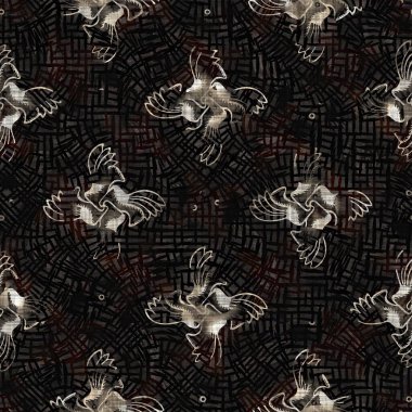 Kusursuz sepia grunge desenli arkaplan. Giyinik çiçek desenli tekstil kumaşı. Hırıltılı, bulanık çarşaflar her yerde. 