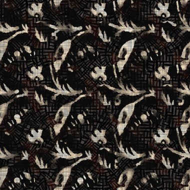 Kusursuz sepia grunge desenli arkaplan. Giyinik çiçek desenli tekstil kumaşı. Hırıltılı, bulanık çarşaflar her yerde. 