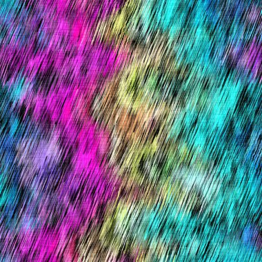 Blurry rainbow watercolor woven linen texture background. Grunge distressed tie dye melange seamless pattern. Variegated bright ombre glitch fabric effect all over print. clipart