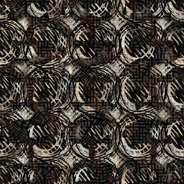 Sin costuras moderno sepia camo impresión textura fondo. Tejido textil de patrón de piel de camuflaje moteado usado. Grunge ropa borrosa áspera por todas partes imprimir —  Fotos de Stock