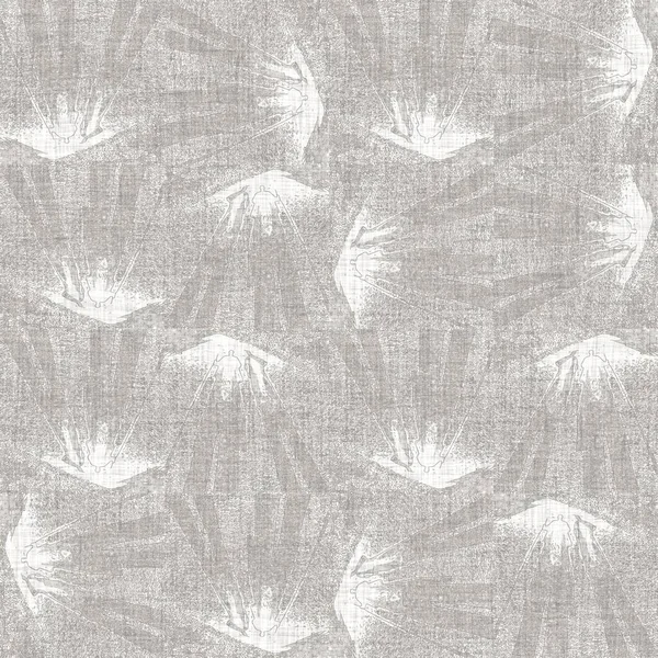 Seamless abstract gray french woven linen texture background. Old ecru natural flax fiber pattern. Organic farmhouse cottage fabric motif for textile all over print. — Stock Photo, Image