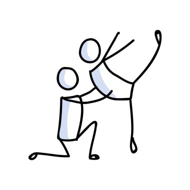 El çizimi eşcinsel erkek stickman balet konsepti. Basit taslak iki erkek balerin karalama ikonu klibi. lgbtq dans stüdyosu veya gururlu tiyatro sanatçısı çizimi için.. 