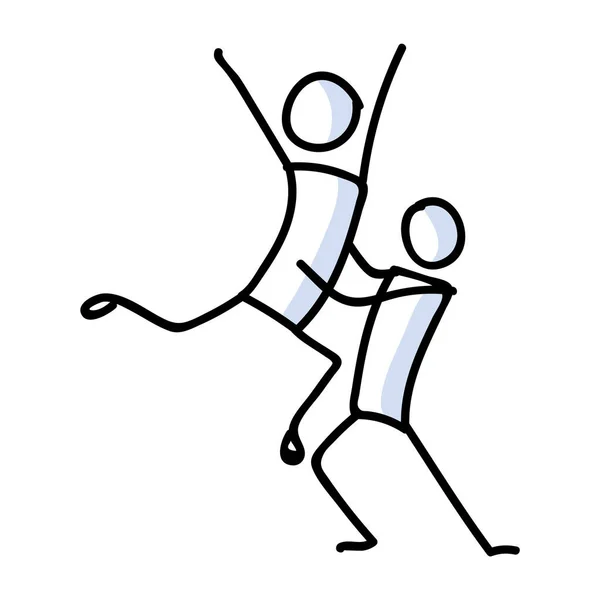 Mão desenhado gay homens elevador stickman balé dançarina conceito Delineamento simples dois bailarina macho casal doodle ícone clipart. Para lgbtq estúdio de dança ou orgulho teatro performer esboço ilustração. — Vetor de Stock