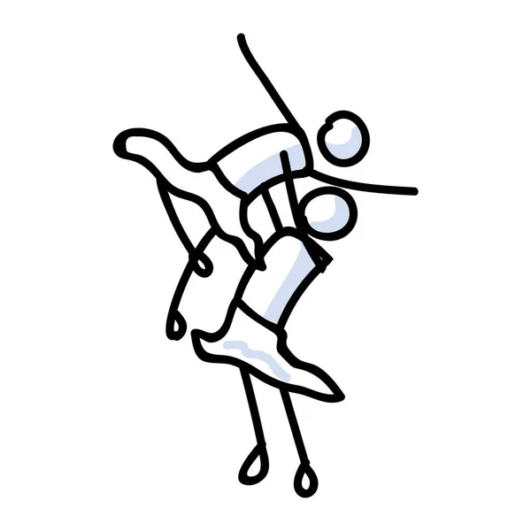 Рука намальована лесбійська дівчина піднімає концепцію танцюриста балету. Простий контур двох жінок балерини пари каракулів іконок кліпарту. Для танцювальної студії lgbtq або скетч-ілюстрації театрального виконавця . — стоковий вектор