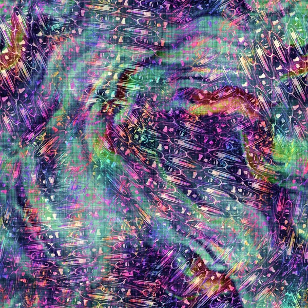 Blurry arco iris glitch collage artístico textura de fondo. Irregular sangrado acuarela lazo tinte patrón sin costura. Ombre distorsionado boho batik por toda la impresión. Efecto húmedo de goteo de moda variada. —  Fotos de Stock
