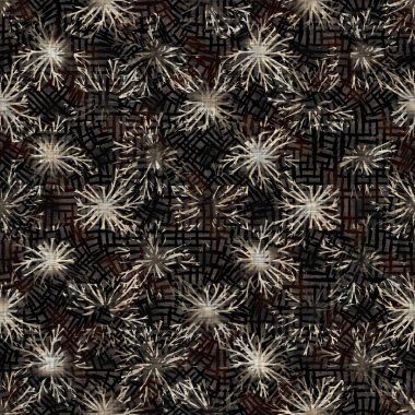 Kusursuz sepia grunge desenli arkaplan. Giyinik çiçek desenli tekstil kumaşı. Hırıltılı, bulanık çarşaflar her yerde. 