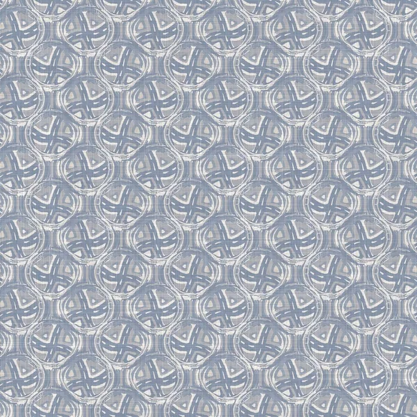 Inconsútil casa de campo francesa patrón de lino dotty. Provenza azul textura tejida blanca. Shabby estilo chic decorativo círculo punto tela fondo. Textil rústico por todas partes imprimir — Foto de Stock