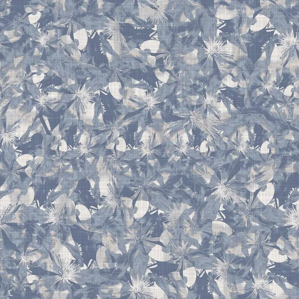 Fondo de impresión moteado de lino de granja francés sin costuras. Provenza azul gris lino rústico patrón textura. Shabby chic estilo desgastado tejido de lino borroso textil por todas partes imprimir. — Foto de Stock