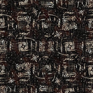 Kusursuz modern sepia camo baskı dokusu arka planı. Benekli kamuflaj deri desenli tekstil kumaş. Hırıltılı, bulanık çarşaflar her yerde. 