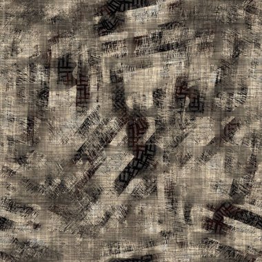 Kusursuz sepia grunge noktalı baskı dokusu arkaplanı. Eskimiş eski model tekstil kumaşı. Hırıltılı, bulanık çarşaflar her yerde. 
