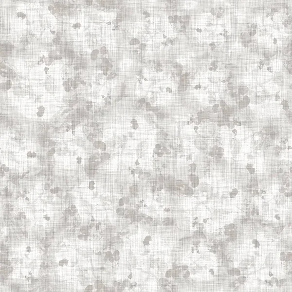 Sömlös abstrakt grå fransk vävd linne konsistens bakgrund. Gamla ecru naturliga linfibrer mönster. Ekologiskt boningshus stugmotiv för textil över hela mönstret. — Stockfoto