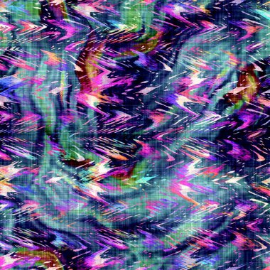 Bulanık gökkuşağı arızalı kamuflaj dokusu. Düzensiz kanayan suluboya kravat, dikişsiz boya deseni. Ombre boho batik kamuflajını her yerde bozmuş. Değişik moda daldırma ıslak etkisi.