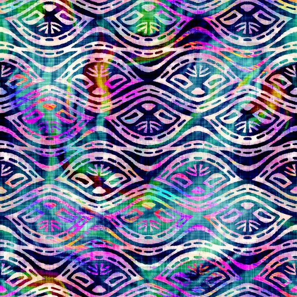 Borrosa acuarela glitch artístico motivo textura fondo. Corbata sangrante irregular teñido patrón sin costura. Ombre distorsionado boho batik por toda la impresión. Variegated moda moody batik oscuro efecto húmedo. — Foto de Stock