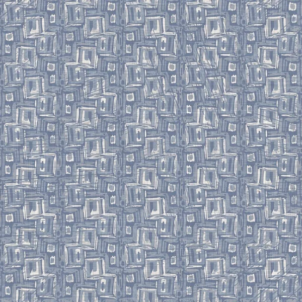 シームレスなフレンチブルーのホワイト農家スタイルのギンガムテイスト。織りリネンチェック布パターンの背景。タータンは、キッチンタオル材料用のクローズアップ織生地を再生しました。チェック繊維ピクニックテーブルクロス — ストック写真