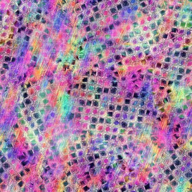 Bulanık gökkuşağı arızası sanatsal kolaj dokusu arka planı. Düzensiz kanayan suluboya kravat, dikişsiz boya deseni. Ombre boho batik 'i her yerde bozmuş. Değişik modaya uygun ıslak etki.