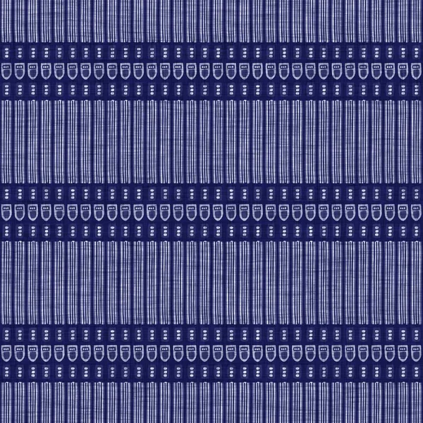 Naadloze indigo gewassen streep textuur. Blauw geweven boro linnen katoen geverfd effect achtergrond. Japanse herhaal batik weerstandspatroon. Aziatisch gestreept over textiel print. — Stockfoto
