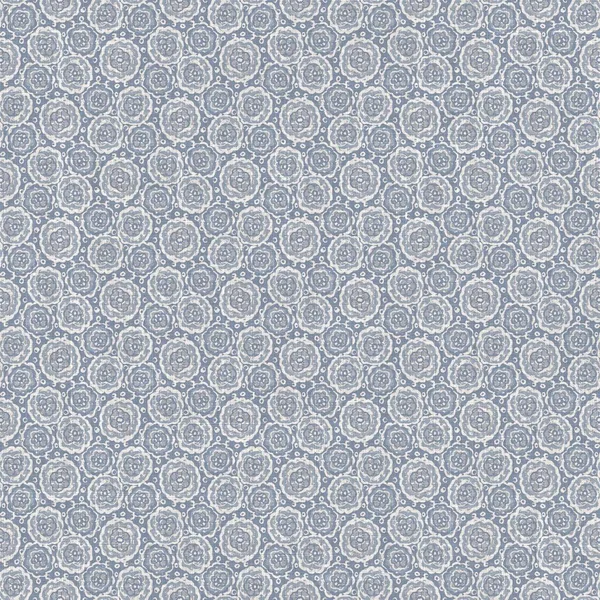 Seamless french farmhouse linen printed floral damask background. Provence blue gray linen pattern texture. Shabby chic style woven blur background. Textile rustic all over print