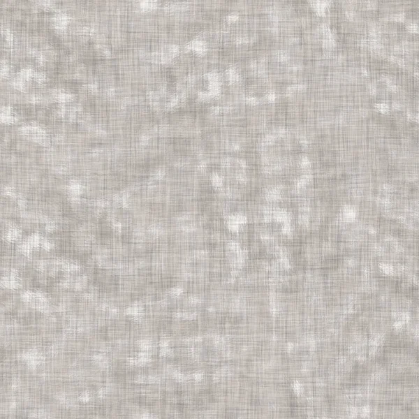 Seamless mottled gray french woven linen texture background. Old ecru natural flax fiber pattern. Organic farmhouse cottage fabric for textile all over print. — Stock Photo, Image