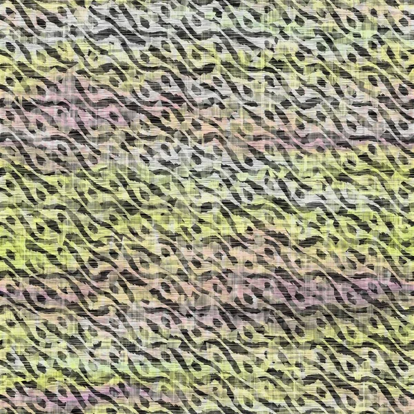 Seamless distressed mottled tie dye striped texture background. Distressed boho blur washed pattern. Blotched aged lime yellow purple cloth effect. Ragged old mash up stripe all over print. — Stock Photo, Image
