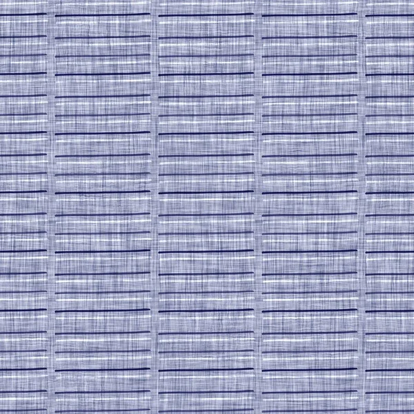 Seamless indigo washed stripe texture. Blue woven boro linen cotton dyed effect background. Japanese repeat batik resist pattern. Asian striped all over textile print. — Stock Photo, Image