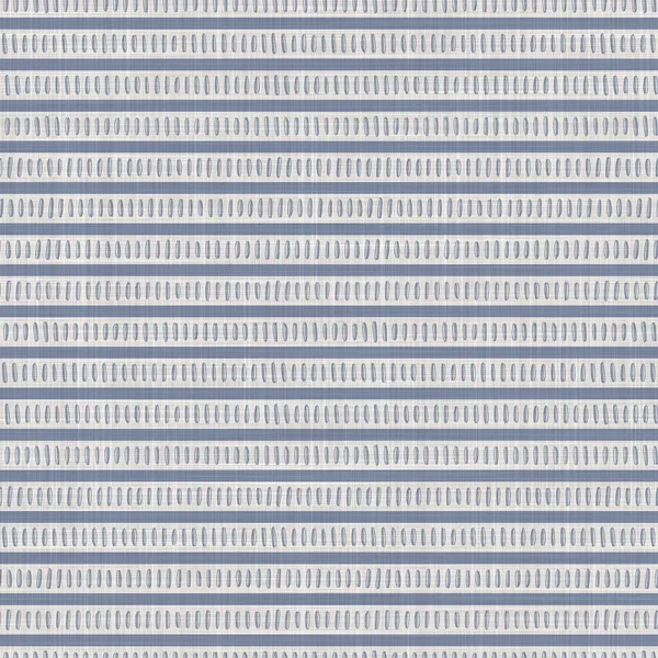 Seamless french farmhouse woven linen stripe texture. Ecru flax blue hemp fiber. Natural pattern background. Organic ticking fabric for kitchen towel material. Pinstripe material allover print — Stock Photo, Image