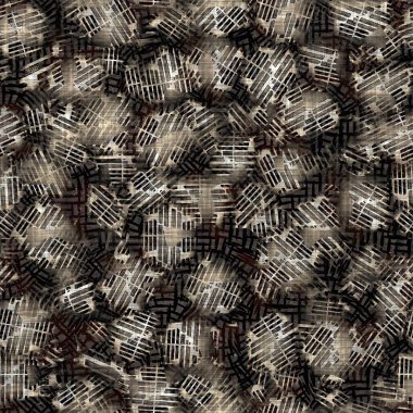 Kusursuz sepia grunge noktalı baskı dokusu arkaplanı. Eskimiş eski model tekstil kumaşı. Hırıltılı, bulanık çarşaflar her yerde. 