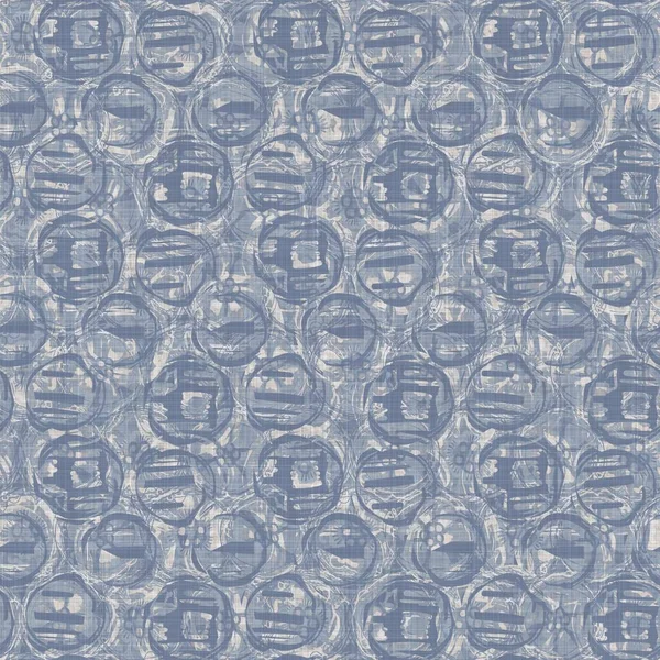Бесшовный французский фермерский дом льняной геометрический блок печати фон. Провансово-голубая текстура узора. Обветшалый шикарный старый тканый размытый текстиль по всей печати. — стоковое фото