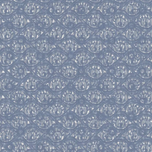 シームレスフランスの農家ダマスクリネンパターン。プロバンスブルーホワイト織テクスチャ。みすぼらしいシックなスタイルの装飾ファブリックの背景。織物｜print — ストック写真