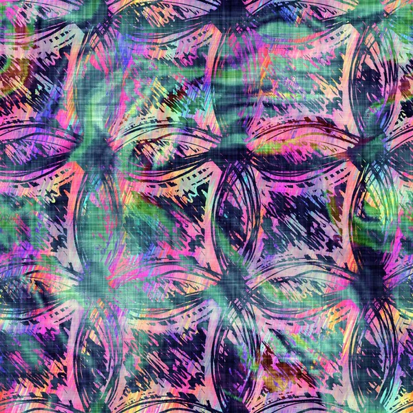 Blurry rainbow glitch artistic damask texture background. Irregular bleeding watercolor tie dye seamless pattern. Ombre distorted boho cloth all over print. Variegated trendy dripping wet effect.