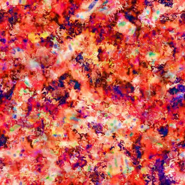 Bulanık kırmızı boyalı suluboya kolaj dokusu arka planı. Grunge kravatlı, boyalı, kamuflajsız, pürüzsüz desen. Yazdırma üzerinde değişken parlak ombre arıza efekti.