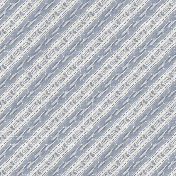 Seamless french farmhouse woven linen stripe texture. Ecru flax blue hemp fiber. Natural pattern background. Organic ticking fabric for kitchen towel material. Pinstripe material allover print — Stock Photo, Image