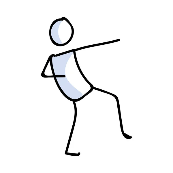 Mão desenhado conceito stickman discoteca dançarina. Esboço simples bailarina figura doodle ícone clipart. Para ilustração de esboço de estúdio ou boate de dança. — Vetor de Stock