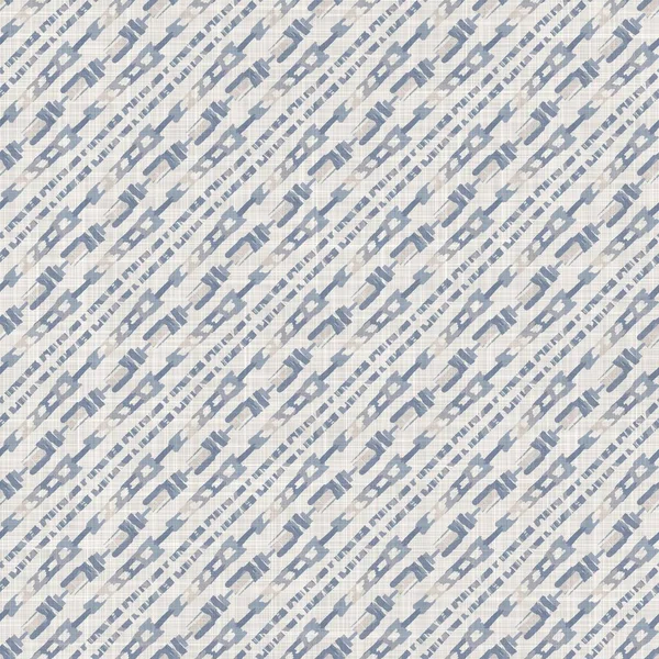 Seamless french farmhouse woven linen stripe texture. Ecru flax blue hemp fiber. Natural pattern background. Organic ticking fabric for kitchen towel material. Pinstripe material allover print
