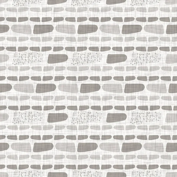 Kusursuz gri Fransız dokuması keten ipten şeritli arka plan. Çiftlik evi ecru flax kenevir lifleri doğal desen. Organik iplik kumaşa yakın. Ecru gri kumaş. Kaba kumaş.