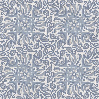  Kusursuz Fransız çiftlik evi kumaş desenli. Provence mavi beyaz dokuma dokusu. Kalitesiz şık dekoratif kumaş arka planı. Her yerde tekstil kırsalı var.