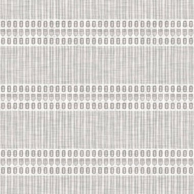 Kusursuz gri Fransız dokuması keten ipten şeritli arka plan. Çiftlik evi ecru flax kenevir lifleri doğal desen. Organik iplik kumaşa yakın. Ecru gri kumaş. Kaba kumaş.