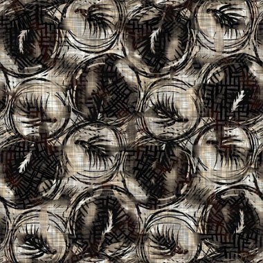 Kusursuz sepia grunge desenli arkaplan. Giyinik çiçek desenli tekstil kumaşı. Hırıltılı, bulanık çarşaflar her yerde. 