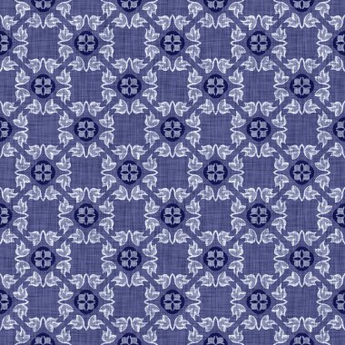 Kusursuz çivit mavisi dokusu. Donanma mavisi işlemeli pamuk boyalı efekt arka planı. Japonlar batik direncini tekrarlıyor. Kumaşın her yerinde Asya füzyonu var..