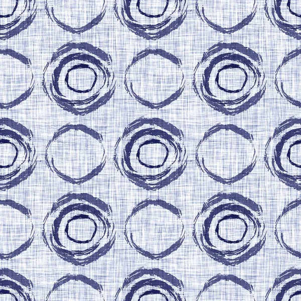 Seamless indigo doodle dot texture. Blue woven boro cotton dyed effect background. Japanese repeat batik resist wash pattern. Distressed dotted dye spot. Asian all over cloth print. — Stock Photo, Image