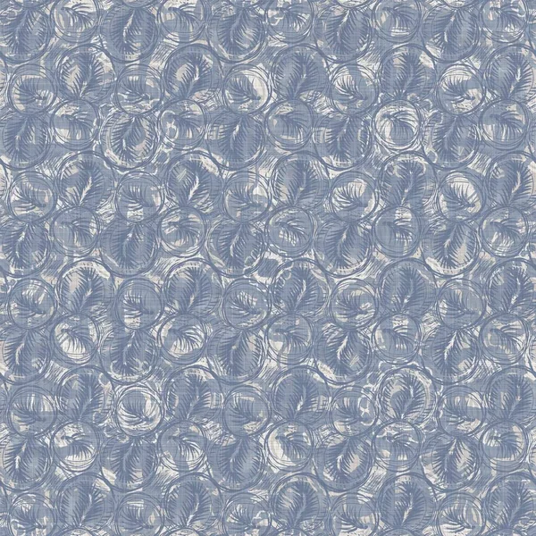 Naadloze franse boerderij linnen geometrische blok print achtergrond. Provence blauw grijs rustiek patroon textuur. Shabby chique stijl oude geweven waas textiel helemaal over print. — Stockfoto