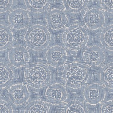 Kusursuz Fransız çiftlik evi, noktalı keten desenli. Provence mavi beyaz dokuma dokusu. Pejmürde şık stil dekoratif daire kumaş arka plan. Her yerde tekstil kırsalı var.