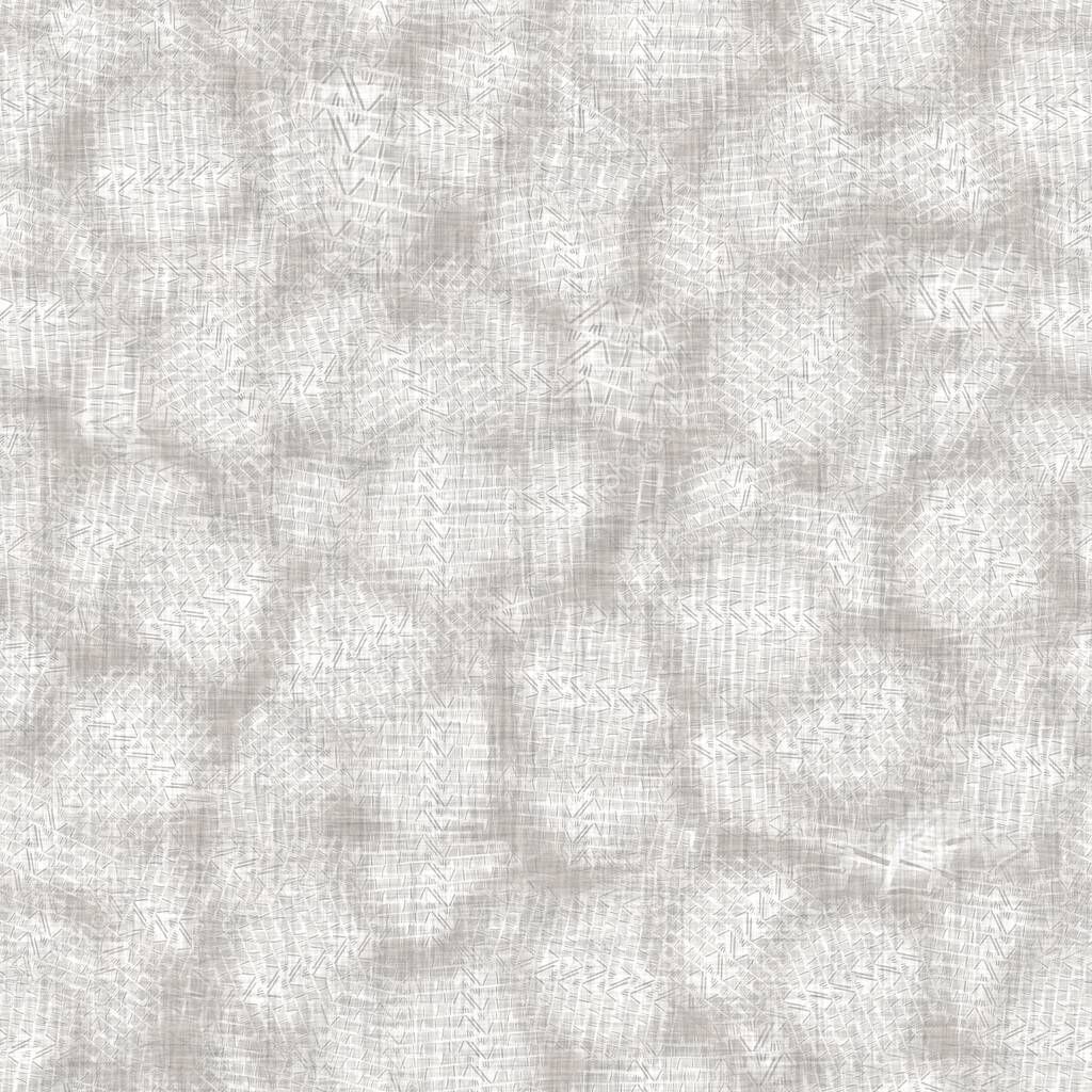 Seamless light grey woven collage linen texture background. Flax hemp fiber natural pattern. Organic fibre close up weave fabric surface material. Ecru irregular blur cloth textured rough material
