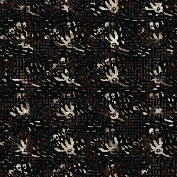 Seamless floral sepia grunge print textura fondo. Tela textil de patrón de flor moteada gastada. Grunge ropa borrosa áspera por todas partes imprimir —  Fotos de Stock