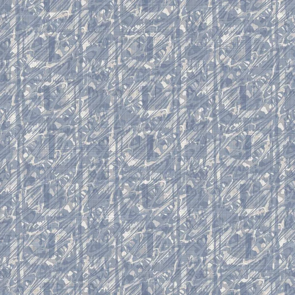 法国无缝制农舍的锦缎亚麻图案.普罗旺斯蓝白色织造纹理。奇形怪状的装饰面料背景.纺织品全印出来了 — 图库照片