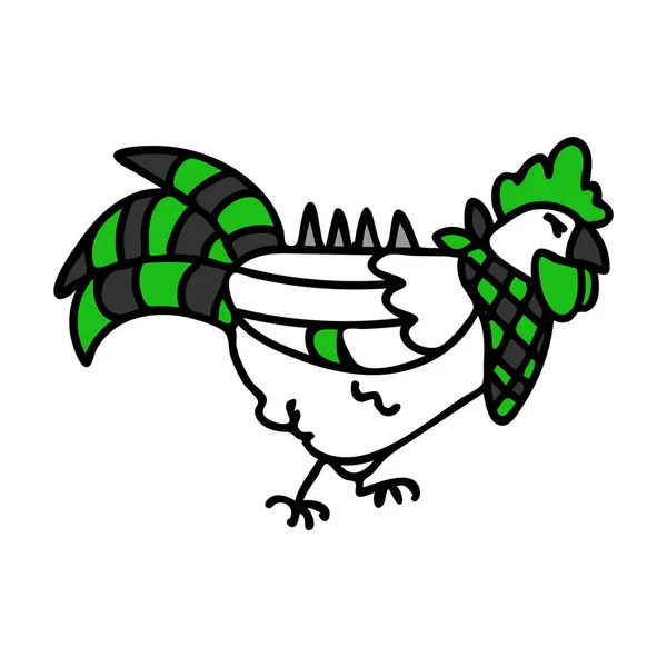 Punk rock cockerel kurczak wektor ilustracja clipart. Prosta alternatywna naklejka. Dzieci emo rocker słodkie strony rysowane kreskówki zwierzę z motywem postawy. — Wektor stockowy