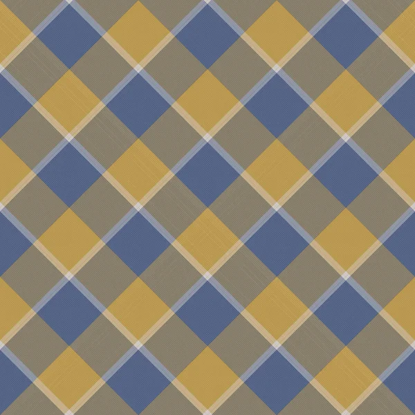 Seamless french blue yellow farmhouse style gingham texture. Woven linen check cloth pattern background. Tartan plaid closeup weave fabric for kitchen towel material. Checkered fiber picnic table