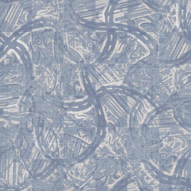 Kusursuz bir Fransız çiftlik keteni yaz bloğu parmak izi geçmişi. Provence mavi gri keten kırsal desen dokusu. Şık, eski tarz örülmüş keten bir bulanıklık. Her yerde tekstil var..