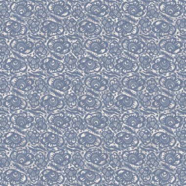 Kusursuz Fransız çiftlik evi ketenleri çiçek desenli kumaş arka planda. Provence mavi gri keten desenli doku. Eski püskü, şık, bulanık bir arka plan. Her yerde tekstil kırsalı var.