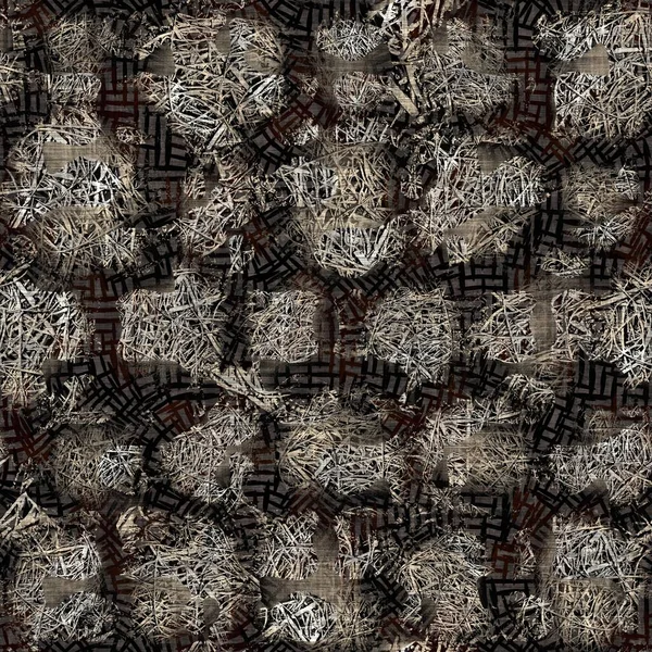 Naadloze moderne sepia camo print textuur achtergrond. Versleten gemêleerde gecamoufleerde huid patroon textiel. Grunge ruwe vervaging linnen over de hele print — Stockfoto